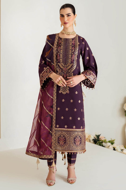 Luxe Raw Silk By Alizeh Embroidered Organza Unstitched 3pcs - Jotey