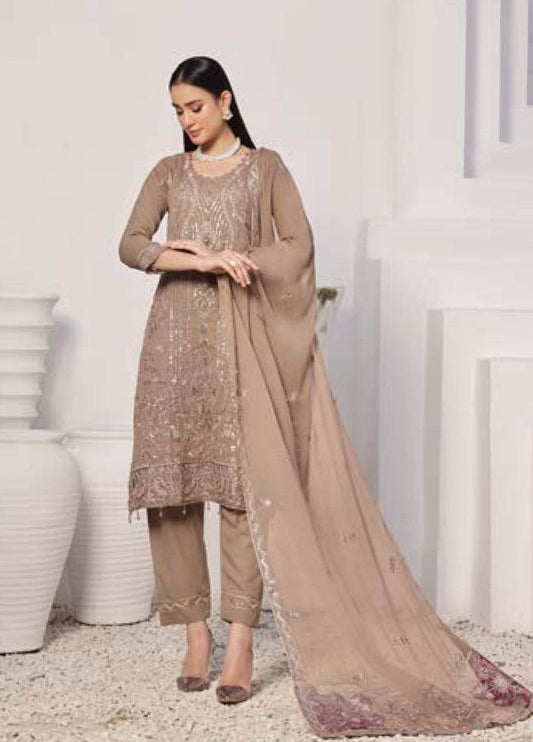 BIN KHALID GUL POSH Formal Chiffon Embroidered Unstitched 3pcs - Jotey