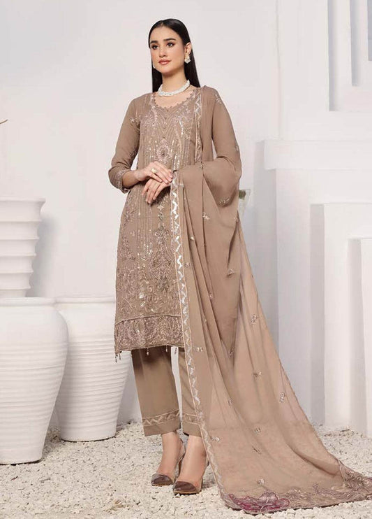 BIN KHALID GUL POSH Formal Chiffon Embroidered Unstitched 3pcs - Jotey