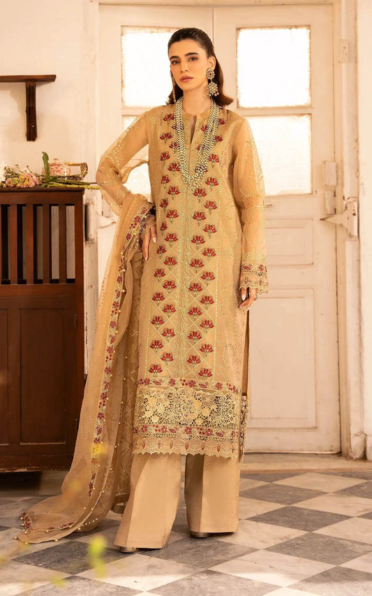 Eid Festive By Asifa And Nabeel Vol-01 Embroidered Zari Net Unstitched 3pcs - Jotey