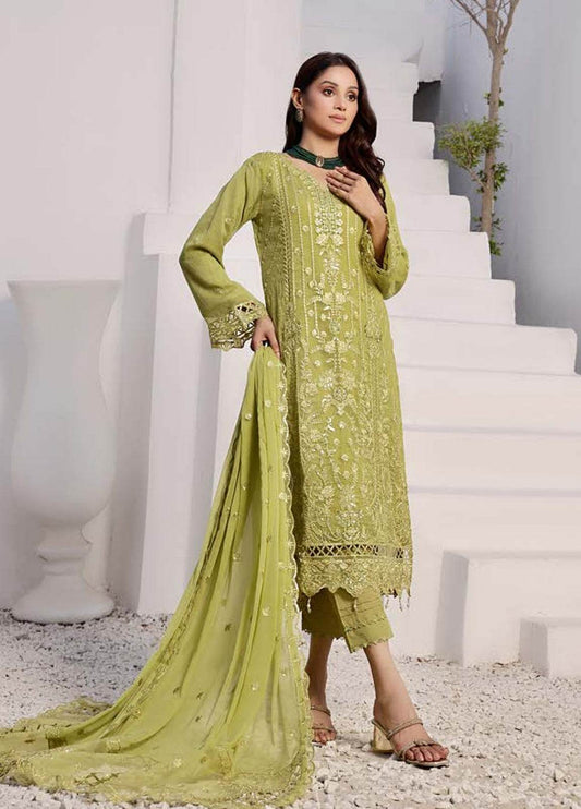 BIN KHALID GUL POSH Formal Chiffon Embroidered Unstitched 3pcs - Jotey