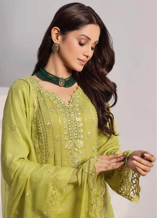BIN KHALID GUL POSH Formal Chiffon Embroidered Unstitched 3pcs - Jotey