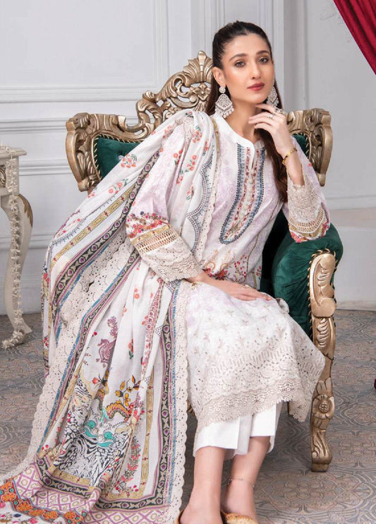 Mashaal By Riaz Arts Embroidered Lawn 3pcs - Jotey