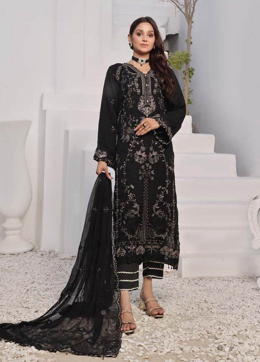 BIN KHALID GUL POSH Formal Chiffon Embroidered Unstitched 3pcs - Jotey