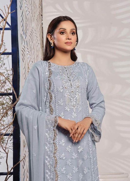 BIN KHALID GUL POSH Formal Chiffon Embroidered Unstitched 3pcs - Jotey
