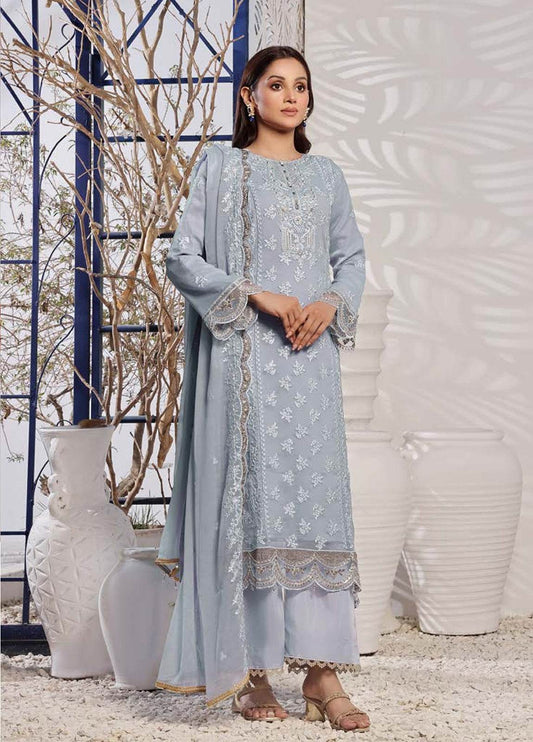 BIN KHALID GUL POSH Formal Chiffon Embroidered Unstitched 3pcs - Jotey