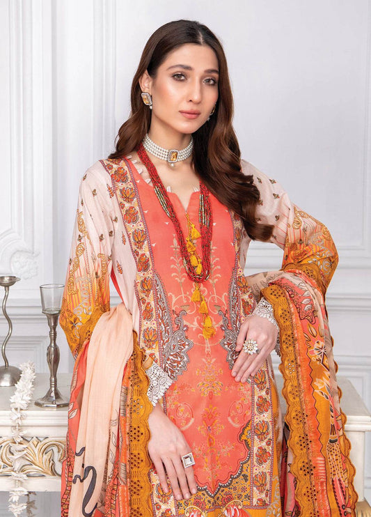 Mashaal By Riaz Arts Embroidered Lawn 3pcs - Jotey