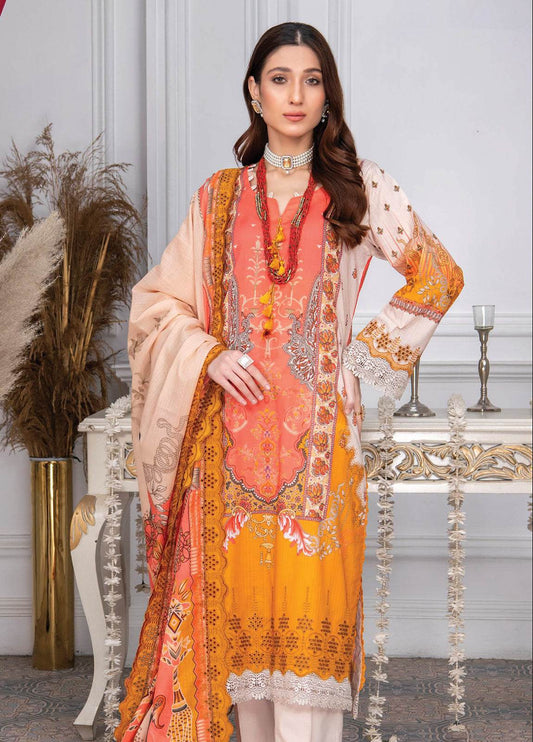 Mashaal By Riaz Arts Embroidered Lawn 3pcs - Jotey