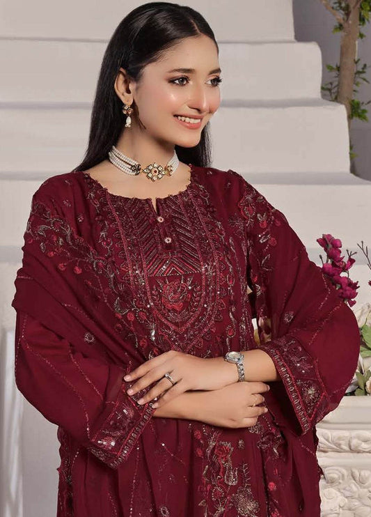 BIN KHALID GUL POSH Formal Chiffon Embroidered Unstitched 3pcs - Jotey