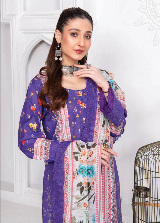 Mashaal By Riaz Arts Embroidered Lawn 3pcs - Jotey