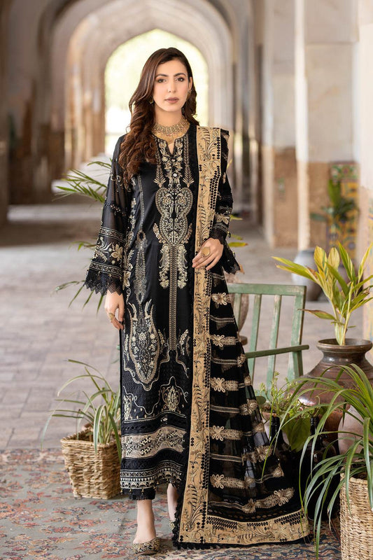 Premium Gold Swiss By Johra Vol-02 Embroidered Chiffon Unstitched 3Pcs - Jotey