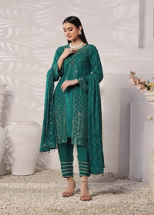 BIN KHALID GUL POSH Formal Chiffon Embroidered Unstitched 3pcs - Jotey