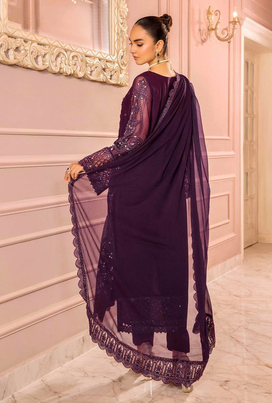 Ranak-E-Mehal Embroidered Chiffon Semi-Stitched 3pcs - Jotey