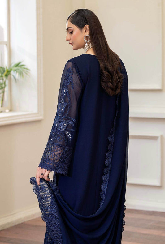 Raisham By ZA Clothes Embroidered Chiffon Semi-Stitched 3pcs - Jotey