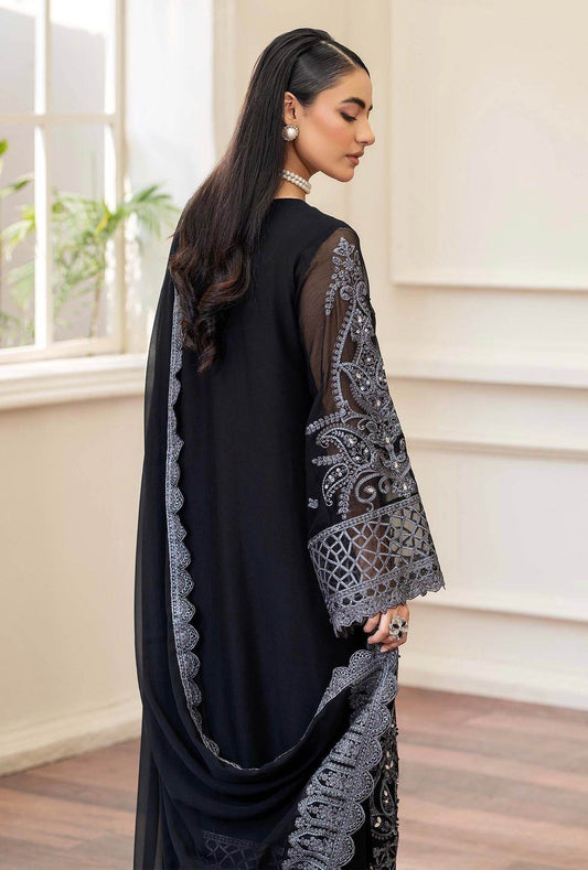 Raisham By ZA Clothes Embroidered Chiffon Semi-Stitched 3pcs - Jotey