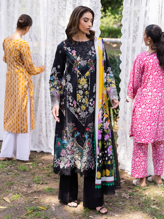 RAJBARI Printkari Sehiffli Exclusive Embroidered Unstitched 3pcs