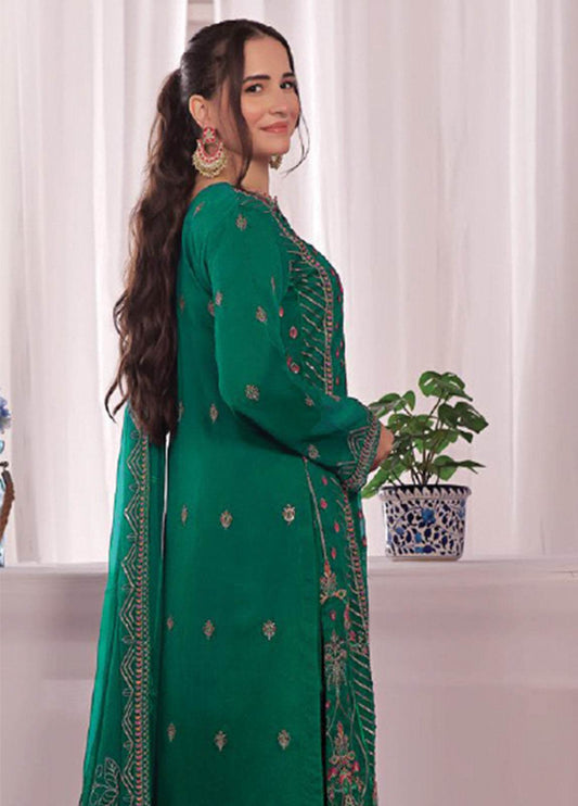 Nura Luxury Embroidered Chiffon Semi-Stitched 3pcs - Jotey