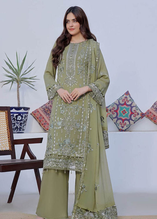 BIN KHALID Shehnai Formal Chiffon Embroidered Semi-Stitched 3pcs - Jotey