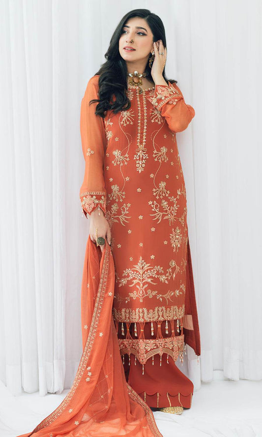 MAAHI BY SHAMOOZ Embroidered Chiffon Unstitched 3pcs - Jotey