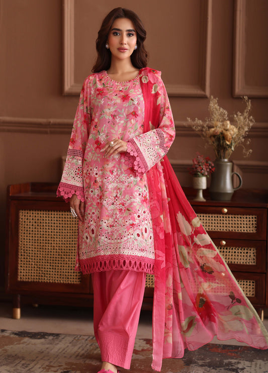 Keyaan By Johra Embroidered Chikankari Printed Bana Dora Lawn Unstitched 3Pcs