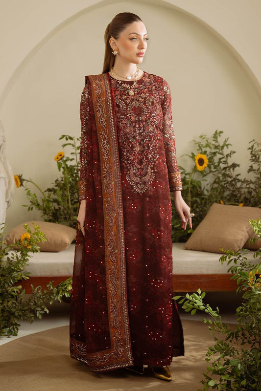 Amaya By Nureh Embroidered Luxury Chiffon Unstitched 3pcs - Jotey