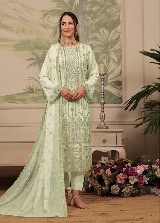 Nura Luxury Embroidered Chiffon Semi-Stitched 3pcs - Jotey