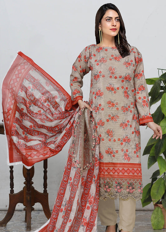 Sui Dhaga Embroidered Printed Lawn Unstitched 3pcs