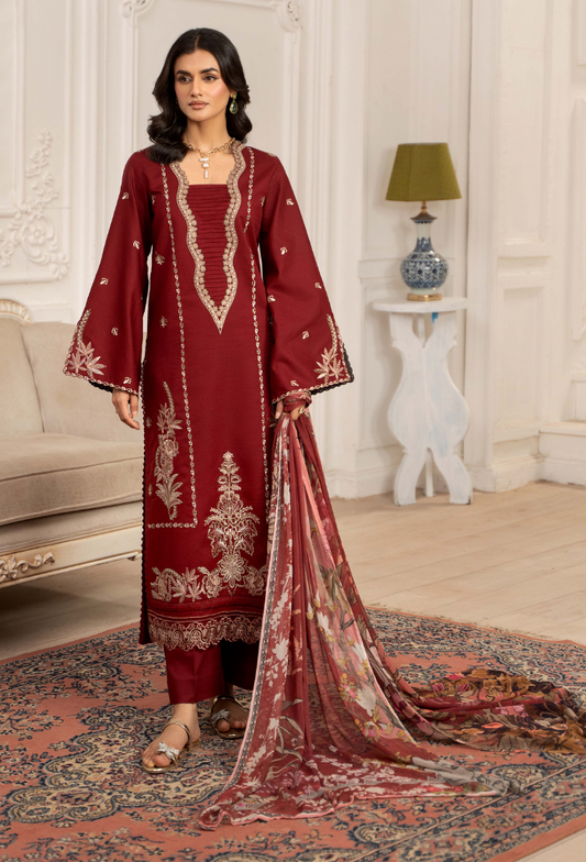 Inara By Humdum Embroidered Lawn'25 Unstitched 3pcs