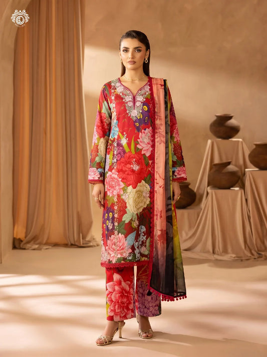 Printkari By Gull Jee Embroidered Digital Printed Lawn Unstitched 3Pcs