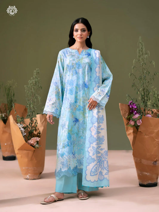 Bloom By Gull Jee Embroidered Digital Printed Lawn Unstitched 3Pcs