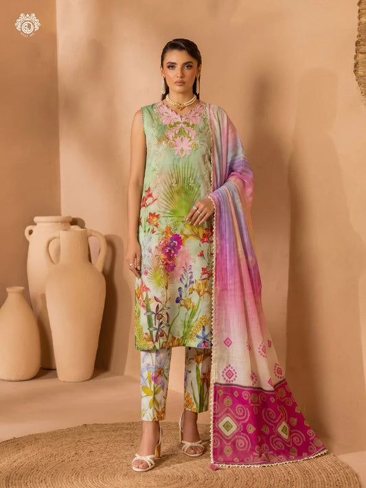 Printkari By Gull Jee Embroidered Digital Printed Lawn Unstitched 3Pcs