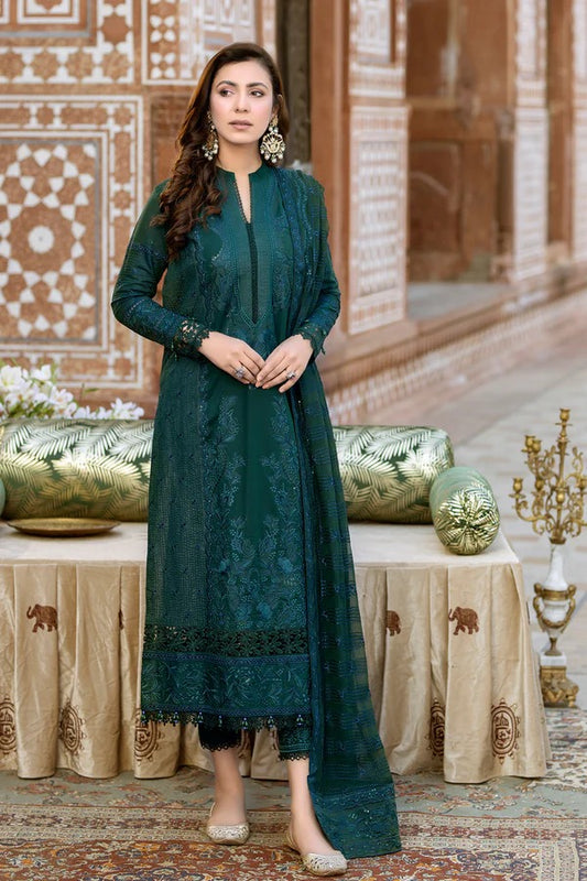 Johra Gold Swiss Voil Havy Embroidered Lawn Unstitched 3Pcs