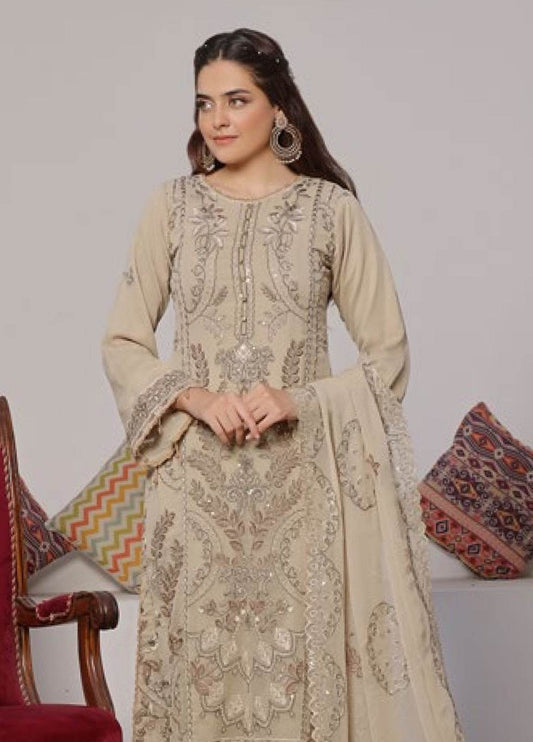 BIN KHALID Shehnai Formal Chiffon Embroidered Semi-Stitched 3pcs - Jotey