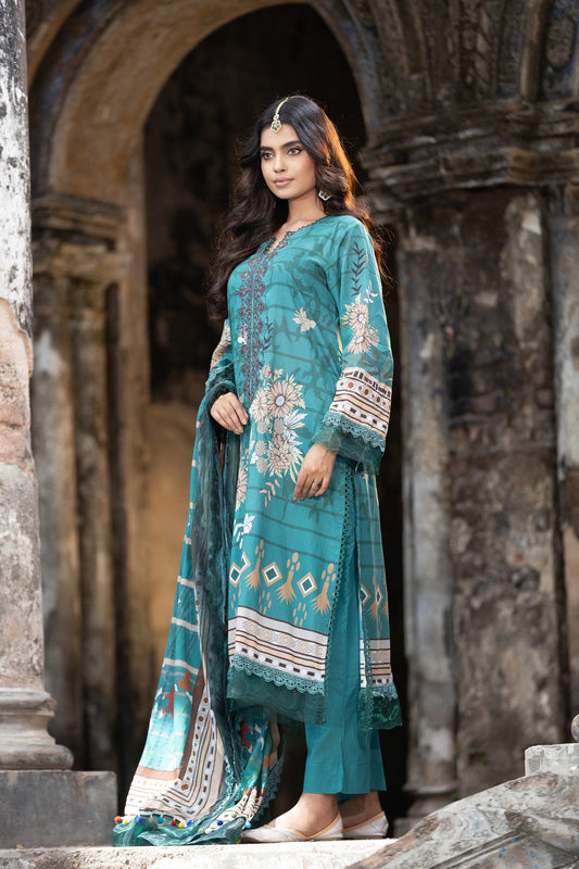 Meerab Embroidered & Sequence Work Lawn Unstitched 3pcs