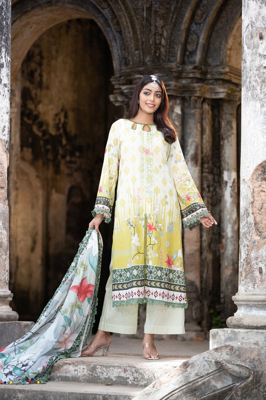 Meerab Embroidered & Sequence Work Lawn Unstitched 3pcs
