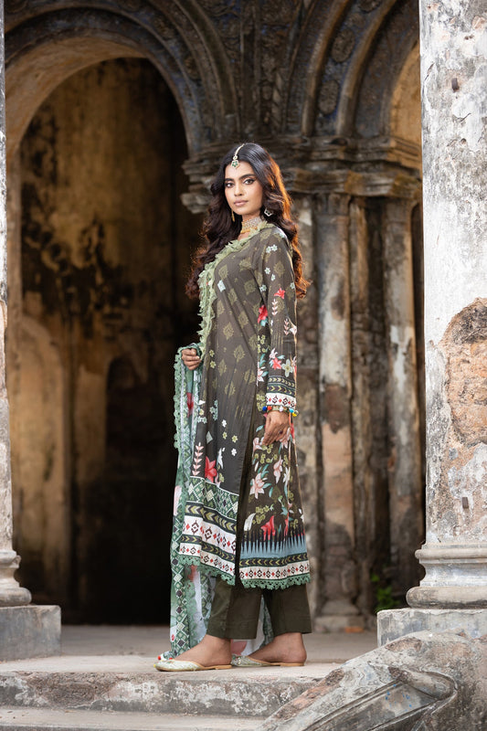 Meerab Embroidered & Sequence Work Lawn Unstitched 3pcs