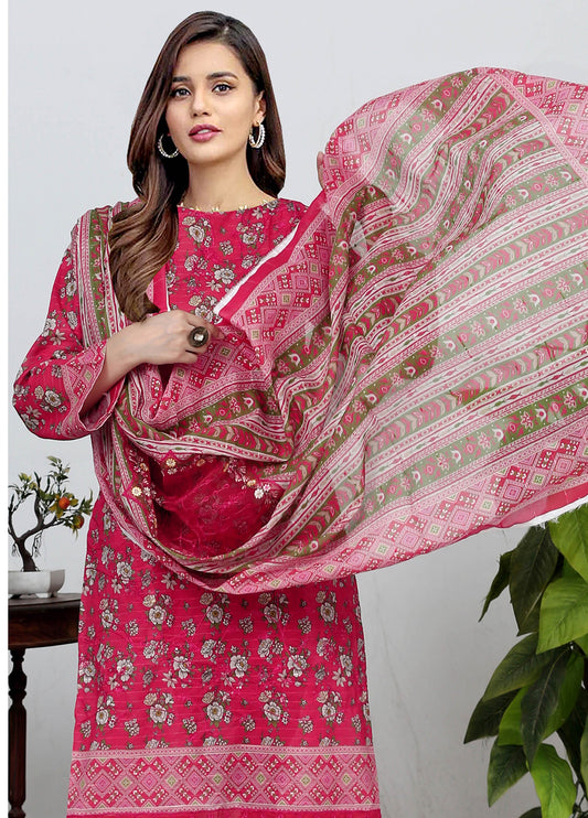 Sui Dhaga Embroidered Printed Lawn Unstitched 3pcs