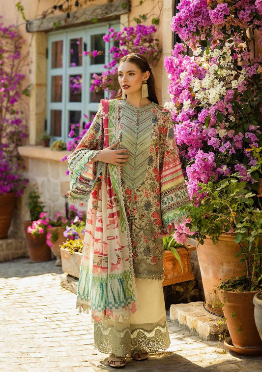 Elaf Print Chikankari Unstitched Lawn 3pcs - Jotey