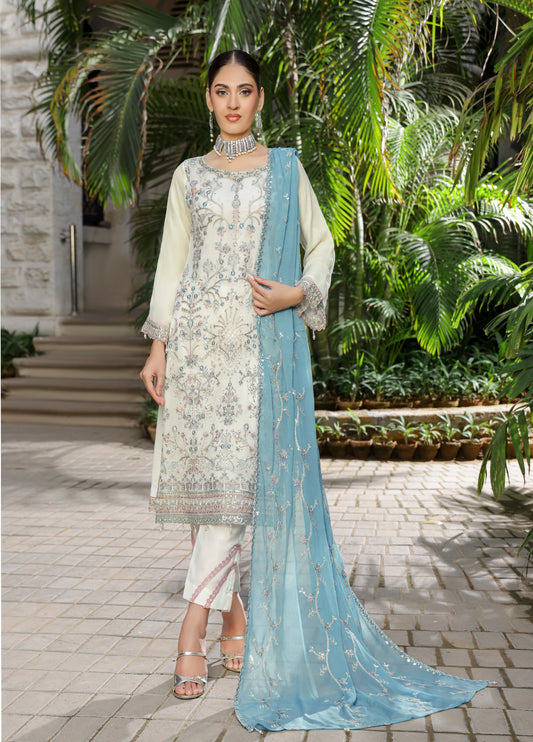 Mushk By Bin khalid Embroidered Fancy Chiffon Unstitched Three Piece