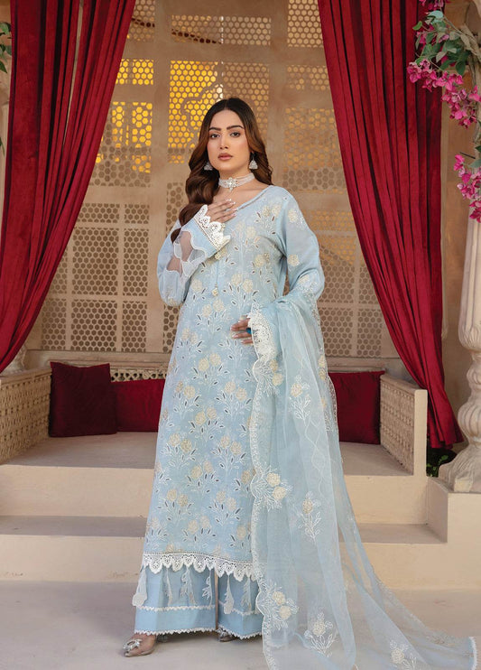 Anaya Hoor Swiss Saga Embroidered Unstitched Lawn 3pcs - Jotey