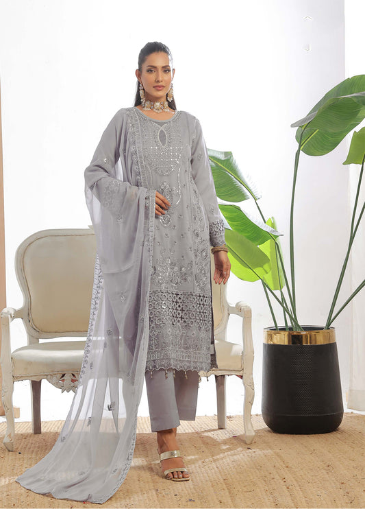 Darshan By Bin Hameed Luxury Embroidered Chiffon Semi-Stitched 3 Piece