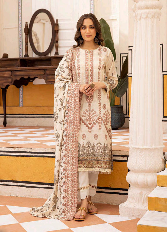 Almaas By Johra Embroidered & Printed Lawn Unstitched 3Pcs - Jotey