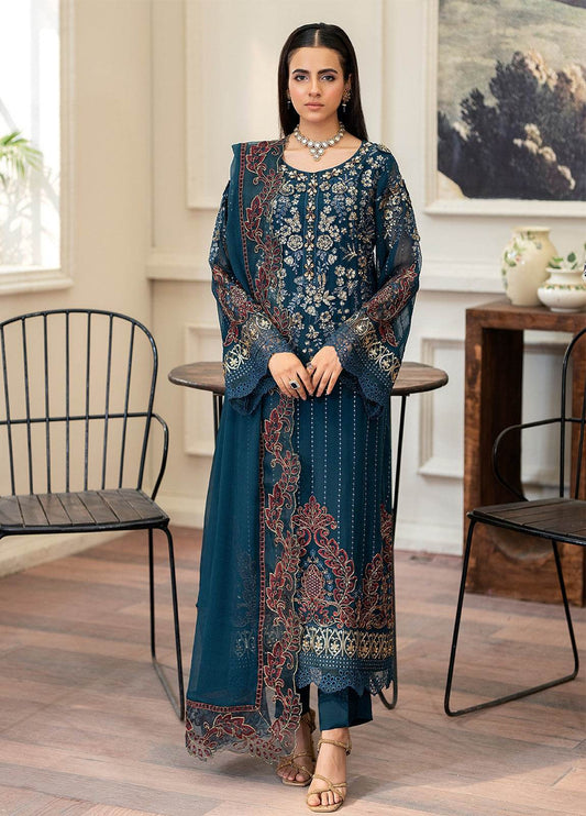 Tabassum By ZA Clothes Embroidered Chiffon Semi-Stitched 3pcs - Jotey