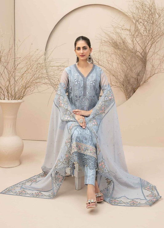 Dilaab By Tawakkal Embroidered Semi Stitched 3pcs - Jotey