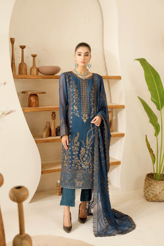 Sonehri By Ramsha Chiffon Unstitched 3pcs - Jotey