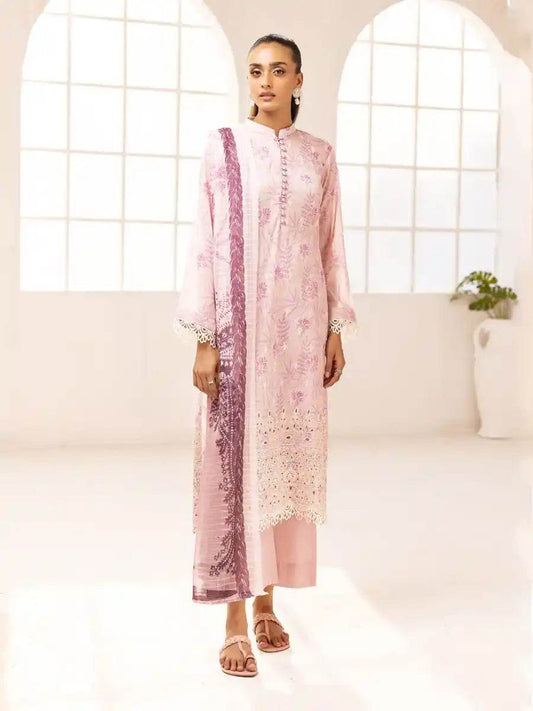 Printkari By Nur Embroidered Printed Lawn Unstitched 3pcs - Jotey