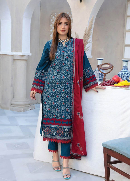 Ethnic By Anaya Hoor Embroidered Lawn Unstitched 3pcs - Jotey