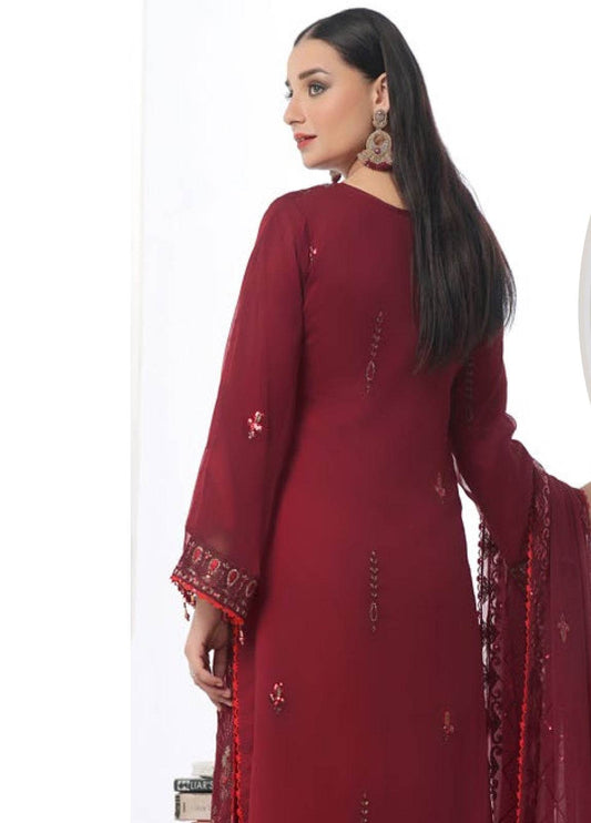 Chandni Raatein By Bin Khalid Embroidered Chiffon Unstitched 3pcs - Jotey