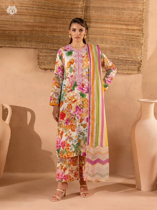 Printkari By Gull Jee Embroidered Digital Printed Lawn Unstitched 3Pcs