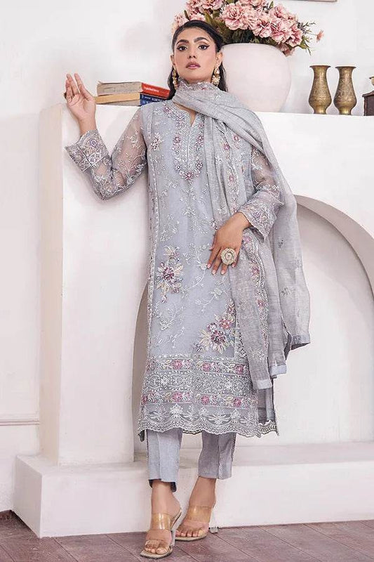 ZA Clothes MUZAYYAN Embroidered Organza Ready to wear 3pcs - Jotey